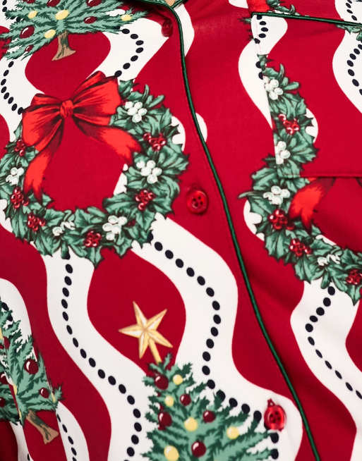 Chelsea Peers Curve Christmas print pajama set in multi, 3 of 4