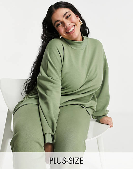 Chelsea Peers Curve eco jersey oversized lounge sweat in sage green | ASOS