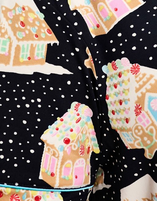 ASOS DESIGN Christmas pajama set with gingerbread print