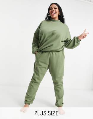 Chelsea Peers Chelsea Peers Curve jersey lounge joggers in sage green - MGREEN