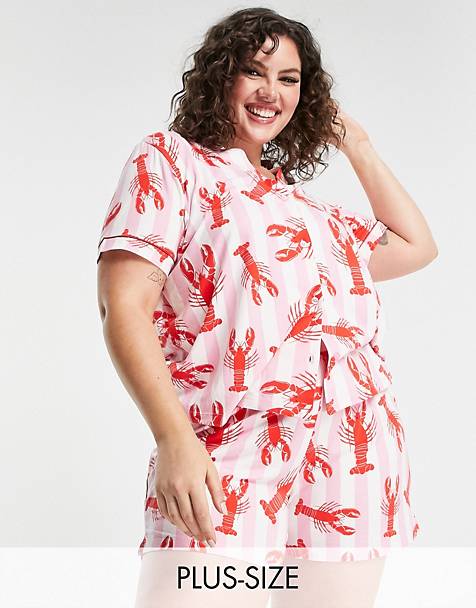 - multi Chelsea Peers en coloris Rouge Femme Vêtements Shorts Shorts fluides/cargo Curve pyjama avec top à col à revers et short à imprimé homard et rayures 