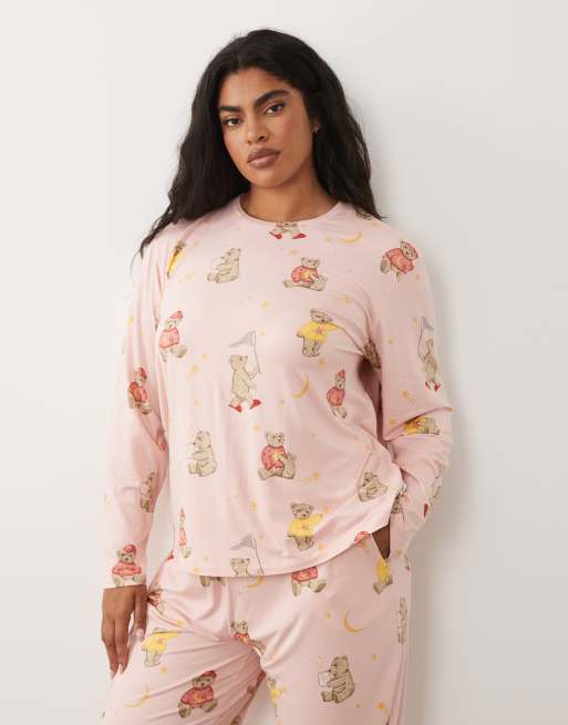Chelsea Peers Curve - Pyjama manches longues avec imprimé ours - Rose, 3 de 4
