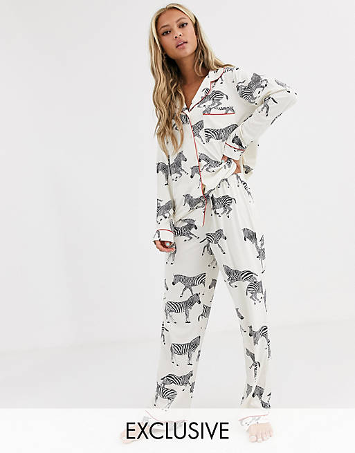 Chelsea Peers eco zebra print pyjama set | ASOS