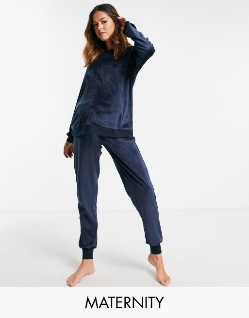Chelsea Peers - Ensemble confort sweat et jogger de maternité en polaire ultra douce - Bleu marine