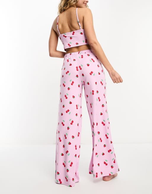Chelsea Peers - Ensemble de pyjama avec brassière à imprimé cerises - Rose, 3 de 4