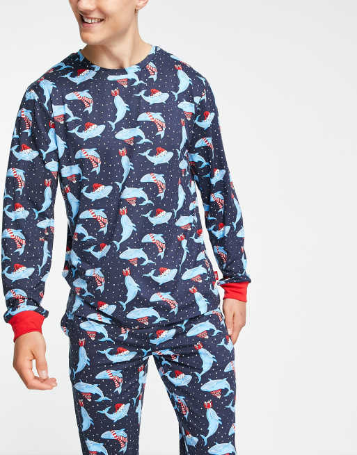 Chelsea Peers - Ensemble de pyjama de Noël avec motif baleine - Bleu marine, 3 de 4