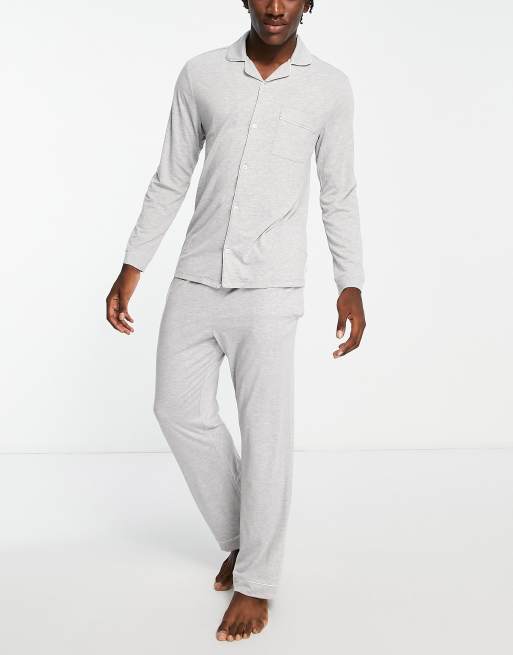 Chelsea Peers - Ensemble de pyjama long à boutons en modal - Gris
