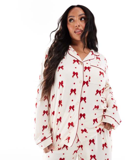 Chelsea Peers Exclusive Curve poly Exclusive red bow print in cream, 2 of 4