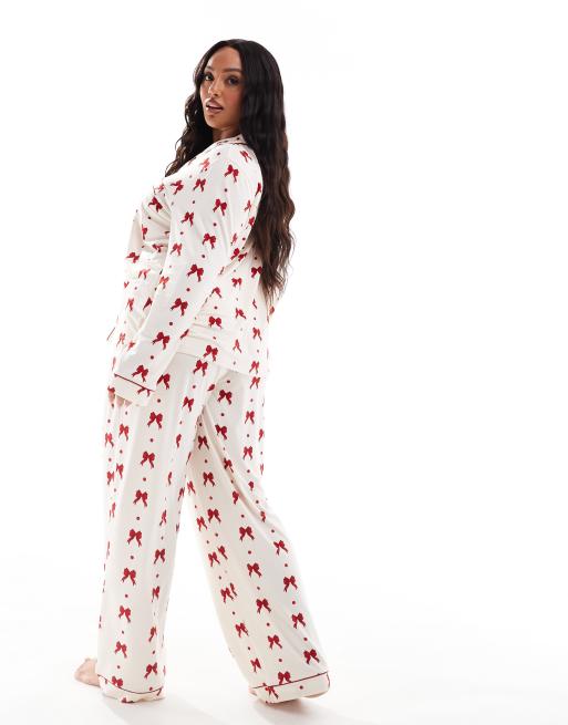 Chelsea Peers Exclusive Curve poly Exclusive red bow print in cream, 4 of 4