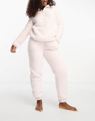 Pink Checkered Fluffy Fleece Track Top
