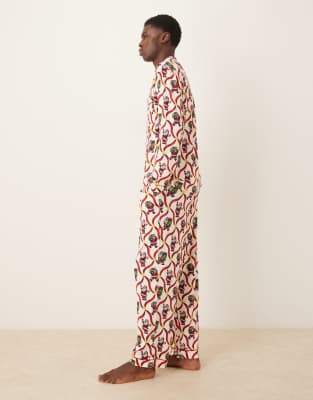 Chelsea Peers Exclusive His & Hers Poly Long Sleeve Camp Collar Pajama Set In Multi