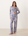 [Chelsea Peers] Chelsea Peers Exclusive long sleeve shirt and pants set in lilac celestial print-Purple 6 LILAC