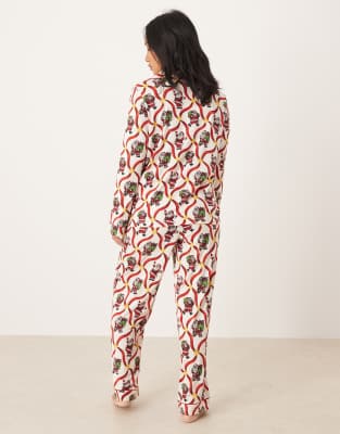 Chelsea Peers Petite Chelsea Peers Exclusive Petite Poly Long Sleeve Camp Collar Pajama Set In White