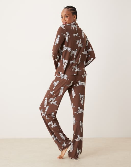 Chelsea Peers Exclusive Tall Dalmatian long sleeve camp collar