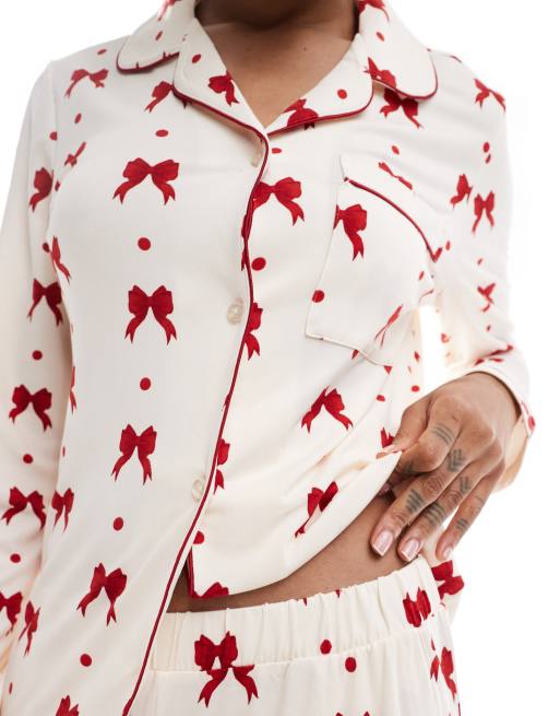 Chelsea Peers Exclusive Tall poly Exclusive red bow print in cream, 2 of 4