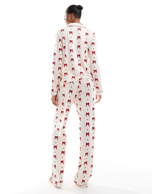 Chelsea Peers Exclusive Tall poly Exclusive red bow print in cream, 4 of 4