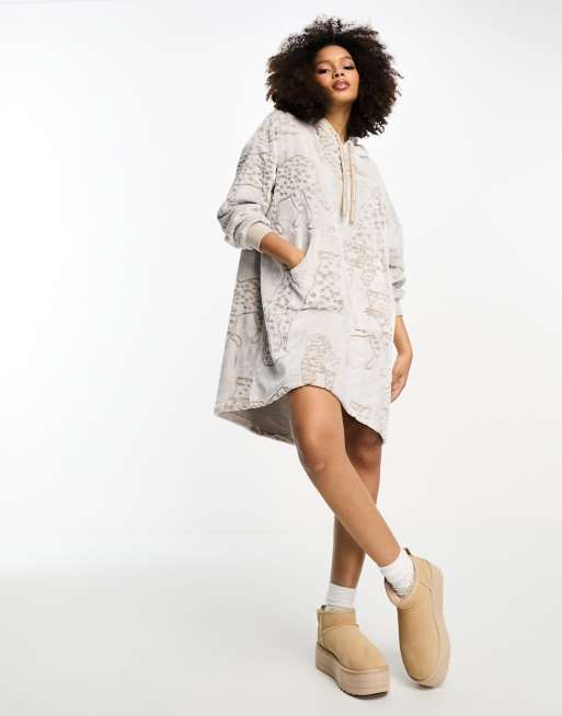 Chelsea Peers – Exklusiver Kapuzenpullover mit Leopardenprint in Braun