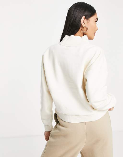 Chelsea Peers Felpa corta accollata in cotone color crema con