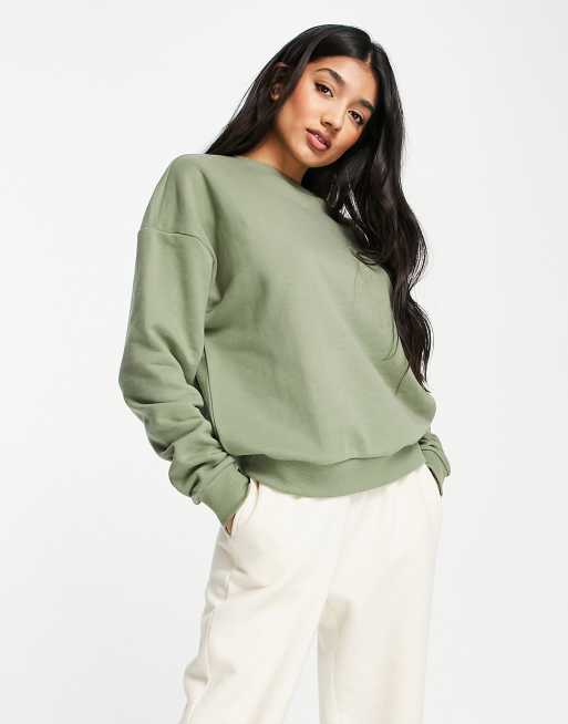 Chelsea Peers - Felpa oversize color savia con etichetta con logo