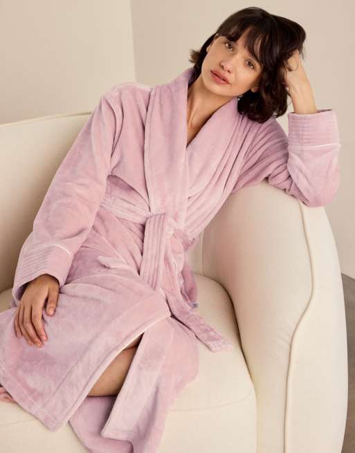 Chelsea Peers Fleece long dressing gown - pink in pink, 4 of 7