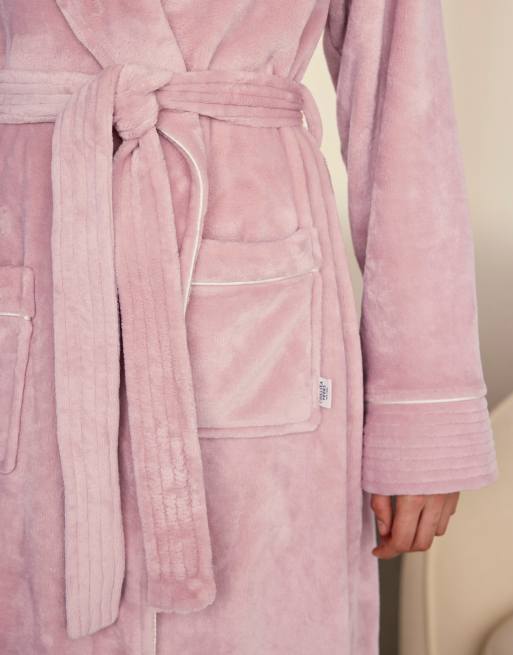 Chelsea Peers Fleece long dressing gown - pink in pink, 6 of 7