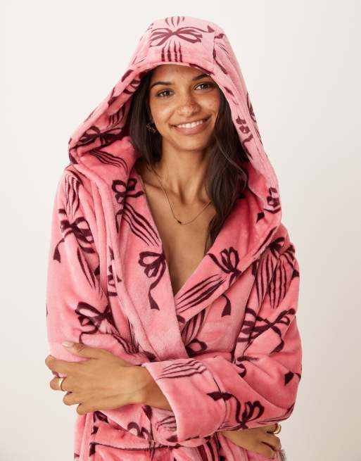 Chelsea Peers fleece robe in bow print, 3 of 4