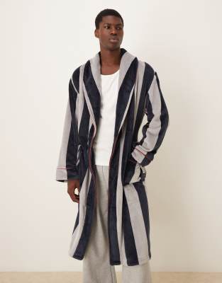 Chelsea Peers Chelsea Peers fleece robe in stripe print-Multi