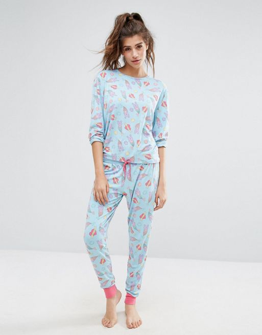 Chelsea Peers Furrmaids Long Pyjama Set | ASOS