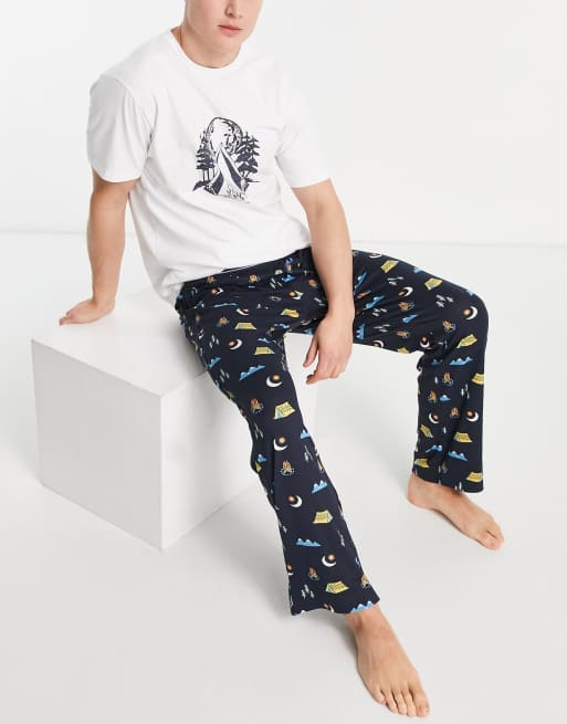 Chelsea Peers – Gemusterter Pyjama in Marineblau