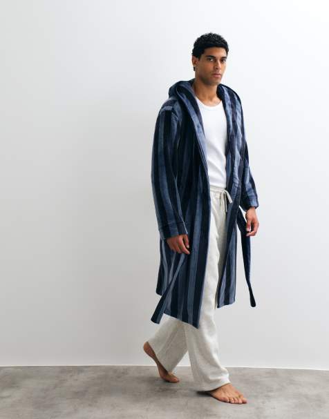 Chelsea Peers heren fleece badjas met navy streepprint - view 1