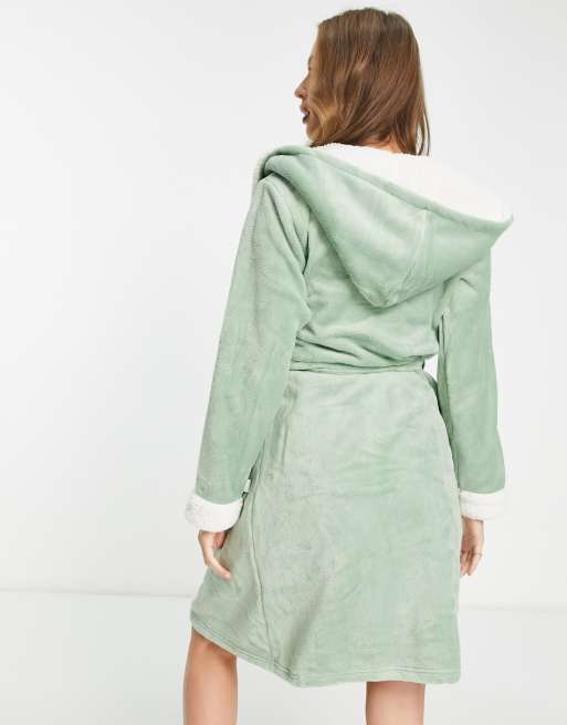 Chelsea Peers hooded dressing gown in mid green | ASOS