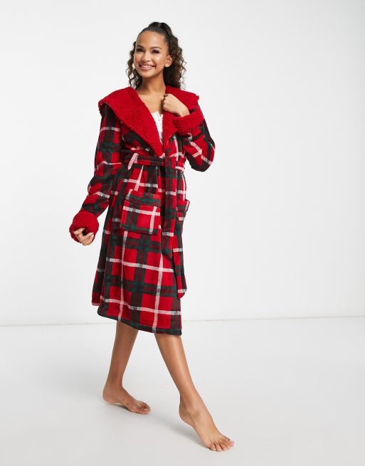 red dressing gown with hood Buy Threadbare Red Cosy Faux Fur Trim Dressing Gown from Next USA