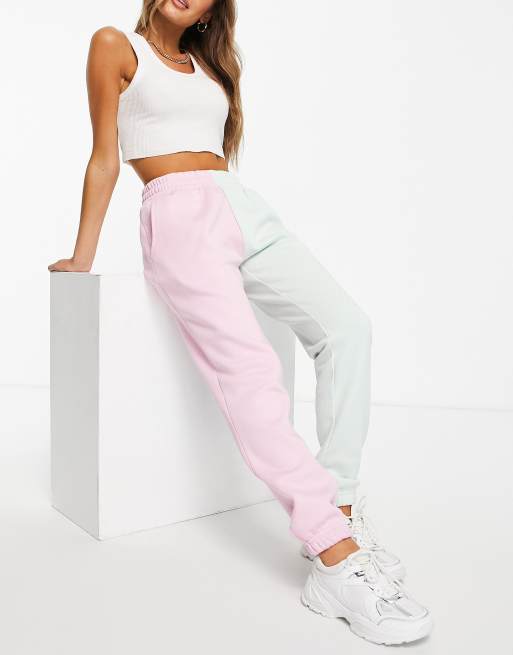 Chelsea Peers - Jogger bicolore confort avec liens noués à la taille - Rose et vert