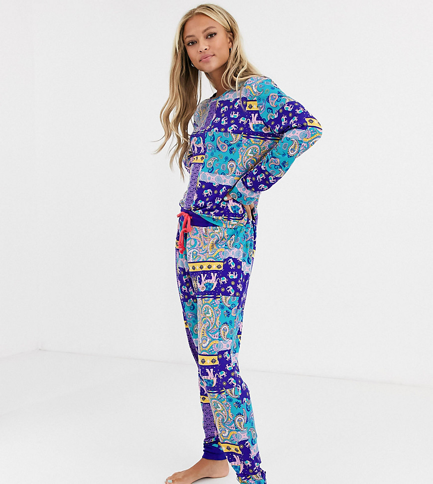 Chelsea Peers – Øko pyjamas-sæt i elefantprint-Multifarvet