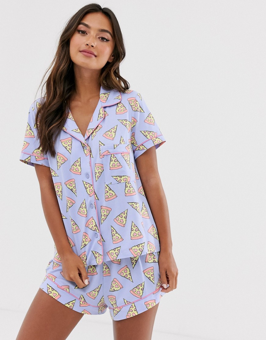 Chelsea Peers - Kort pyjamassæt med pizzaprint-Lilla