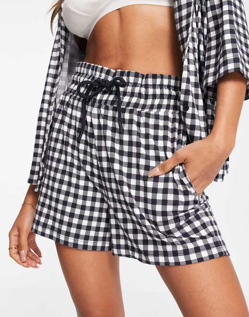 Chelsea Peers - Korte pyjamaset met zwarte gingham ruitjes, 3 van 4