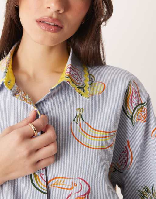 Chelsea Peers – Kurzärmliger Pyjama mit buntem tropischem Linienmuster, 6 von 6