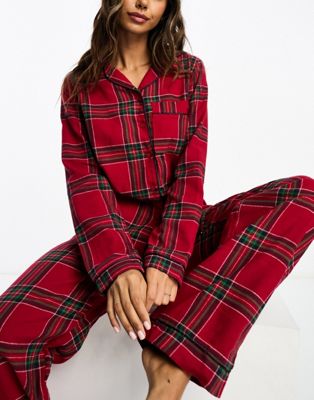 Chelsea Peers long pyjama set in red check