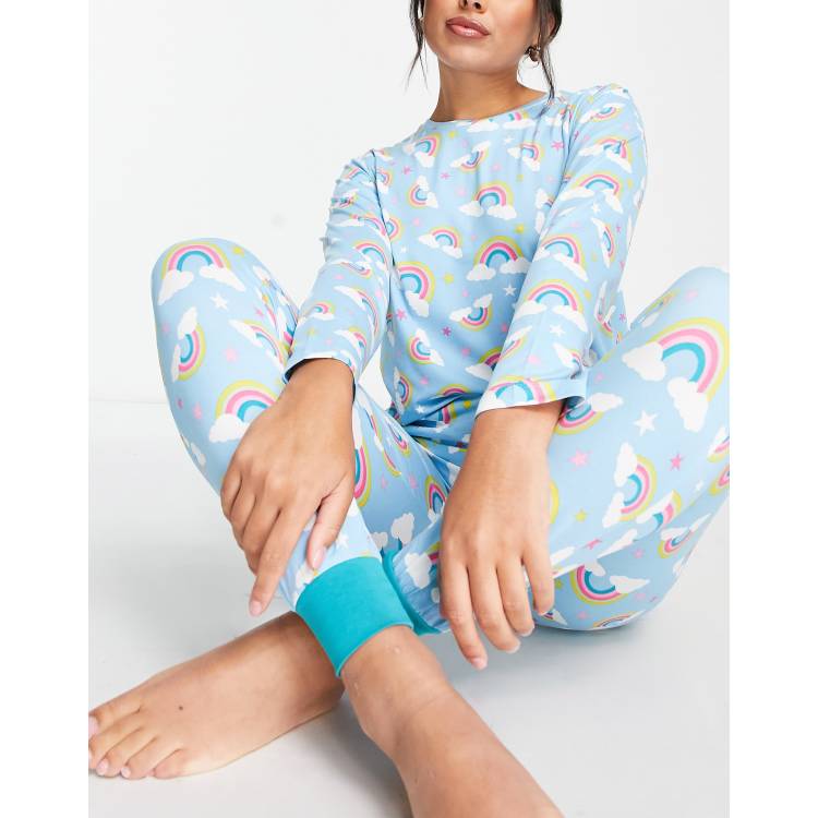 Large Blue Rainbow Unicorn Pajama Pants