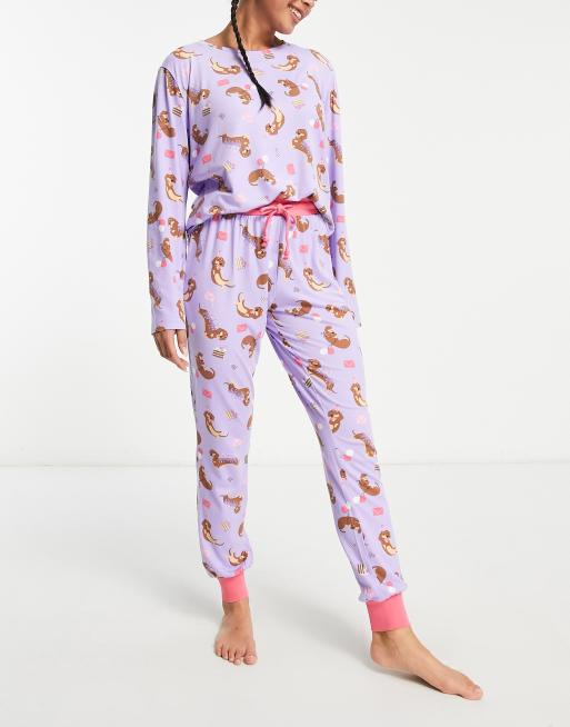 Dever Navy/fuchsia check lounge pants - Girls