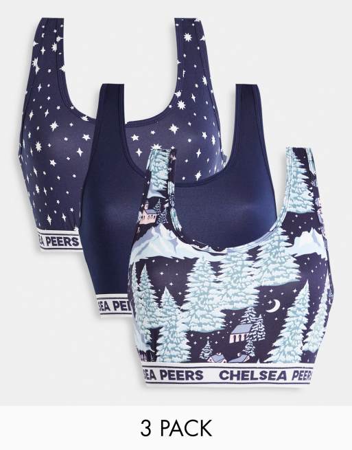 Chelsea Peers - Lot de 3 brassières à imprimé montagne enneigée