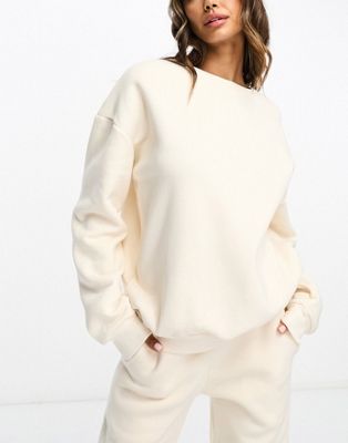 Chelsea Peers lounge co-ord sweatshirt in cream - ASOS Price Checker