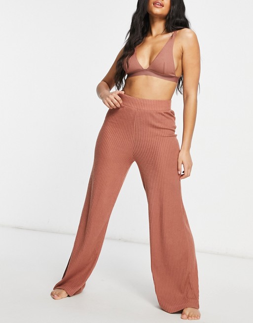 Chelsea Peers Lounge ribbed trousers in pink