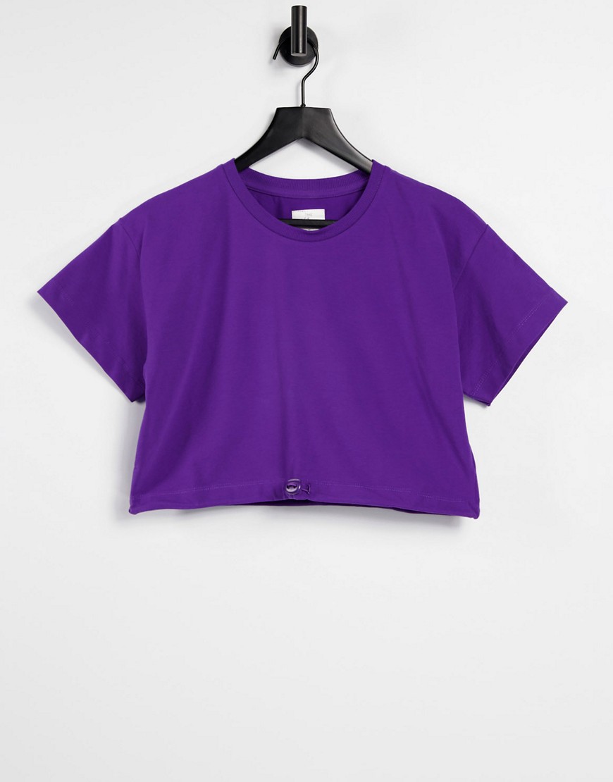Chelsea Peers - Lounge-t-shirt med løbesnor i lilla sweatshirt-stof