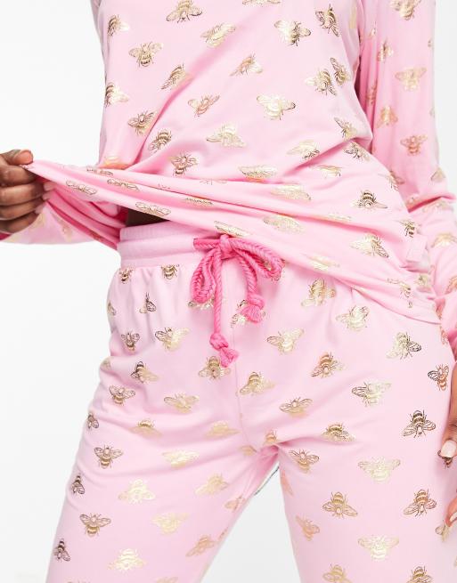 Chelsea Peers - Lyserødt pyjamassæt med bi i folie, 2 af 4