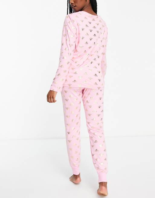 Chelsea Peers - Lyserødt pyjamassæt med bi i folie, 3 af 4