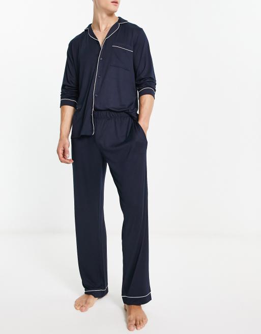 Chelsea Peers - Marineblåt pyjamassæt i modal med knapper