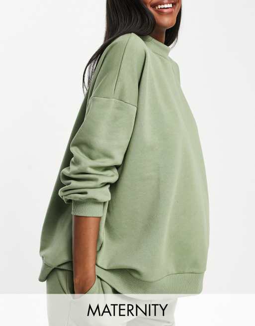 Chelsea Peers Maternity - Felpa da casa oversize in jersey verde salvia - MGREEN