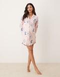 [Chelsea Peers] Chelsea Peers Maternity long sleeve night shirt in pink night sky print 8 PINK