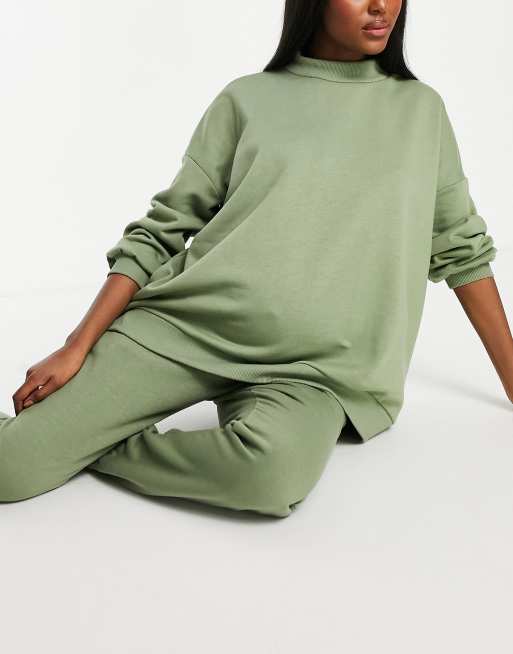 Chelsea Peers Maternity - Oversized lounge-sweatshirt i salviegrøn jersey, 4 af 4